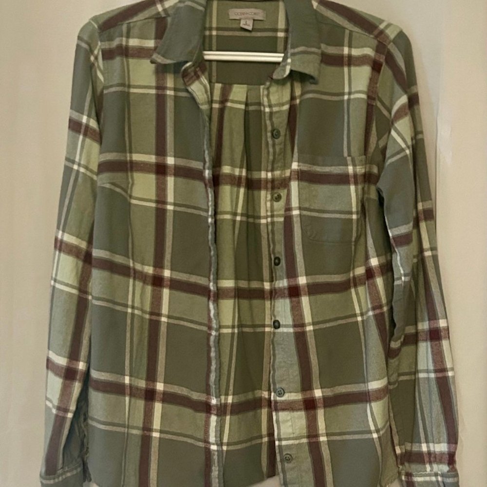 Womens Flannel - Ocean + Coast Green Size L